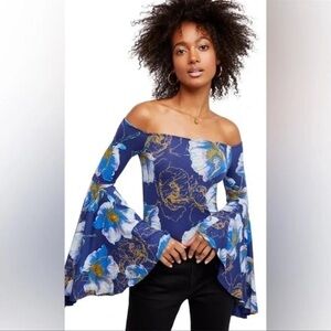 Free People Birds Of Paradise Bell Sleeve Top Size XS